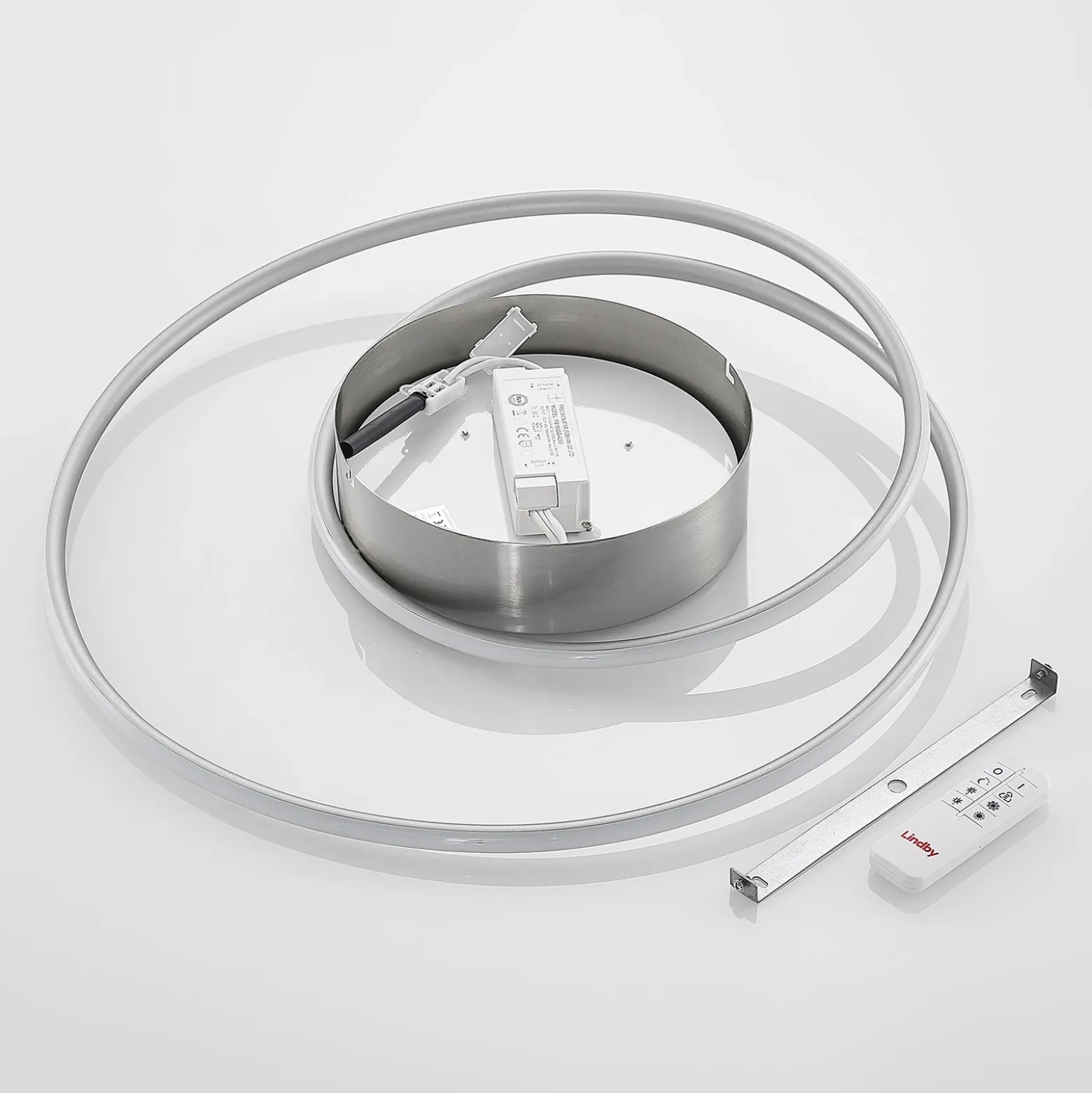 Lindby Bovia plafón LED, CCT, atenuable, níquel