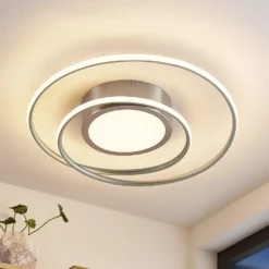 Lindby Bovia plafón LED, CCT, atenuable, níquel