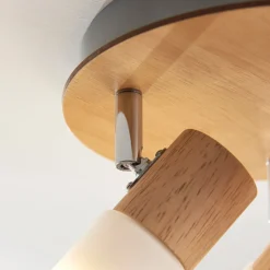 Lindby ceiling spotlight Christoph, 20 cm, 3 luces, madera, rondel