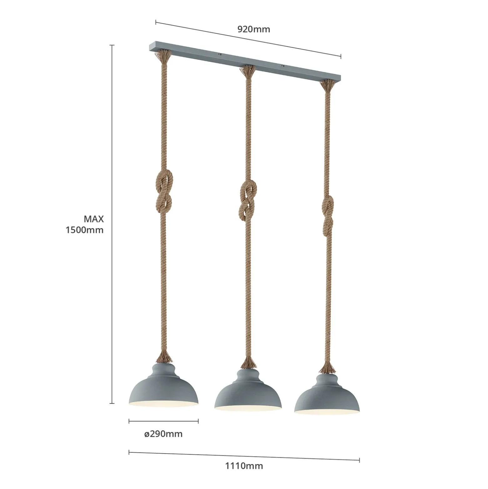 Lindby Chaby lámpara colgante, hormigón, 3 luces