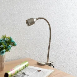 Lindby Djamila lámpara de pinza LED, níquel satinado