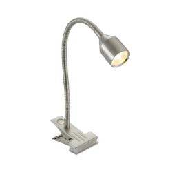 Lindby Djamila lámpara de pinza LED, níquel satinado