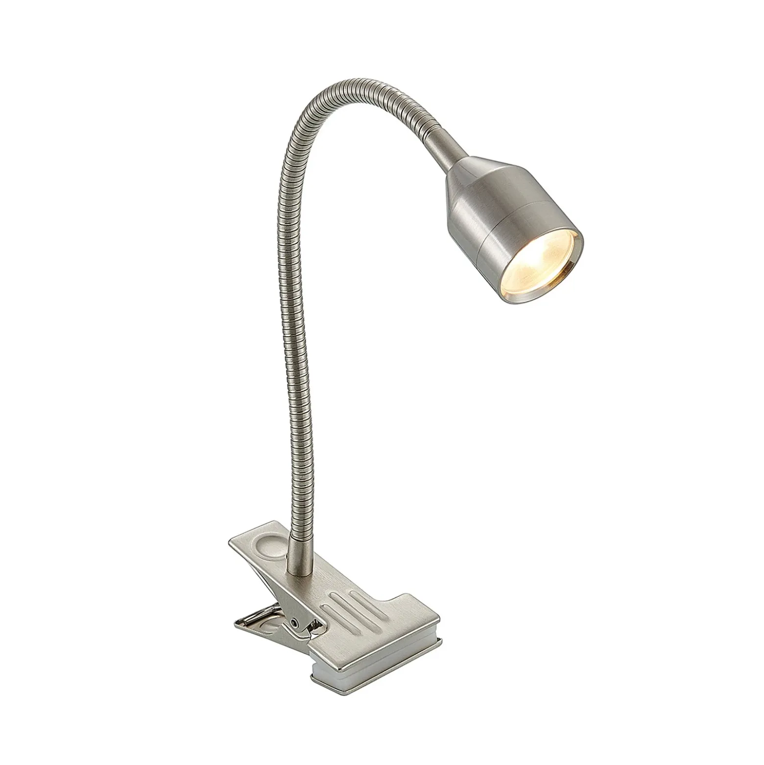 Lindby Djamila lámpara de pinza LED, níquel satinado