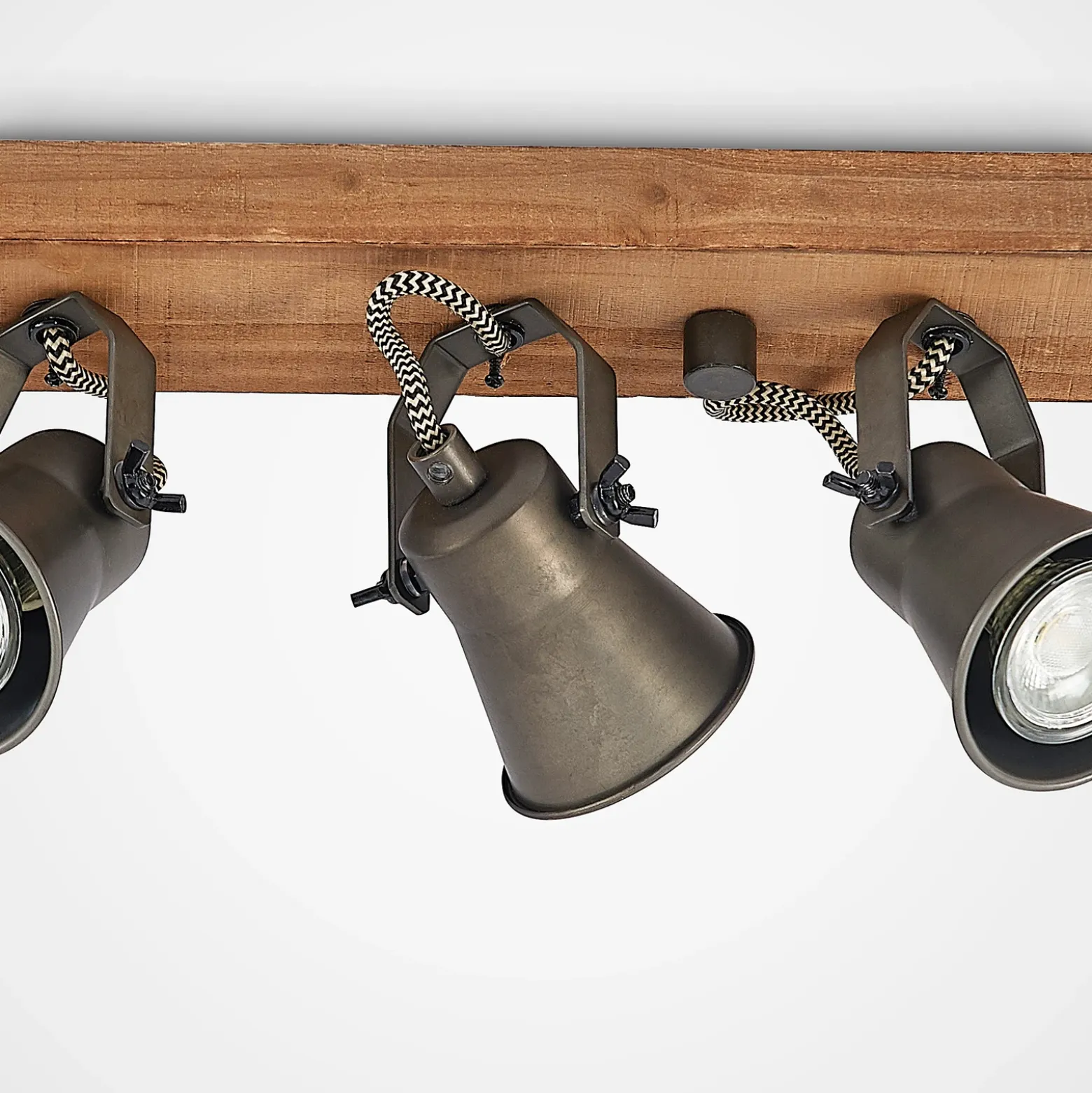 Lindby downlight de techo Grandesa, 35 cm, 4 luces, madera, metal