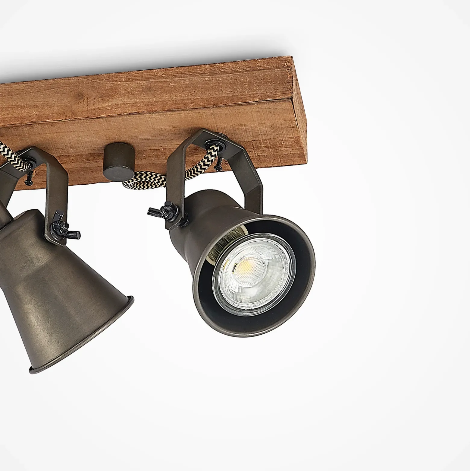 Lindby downlight de techo Grandesa, 35 cm, 4 luces, madera, metal