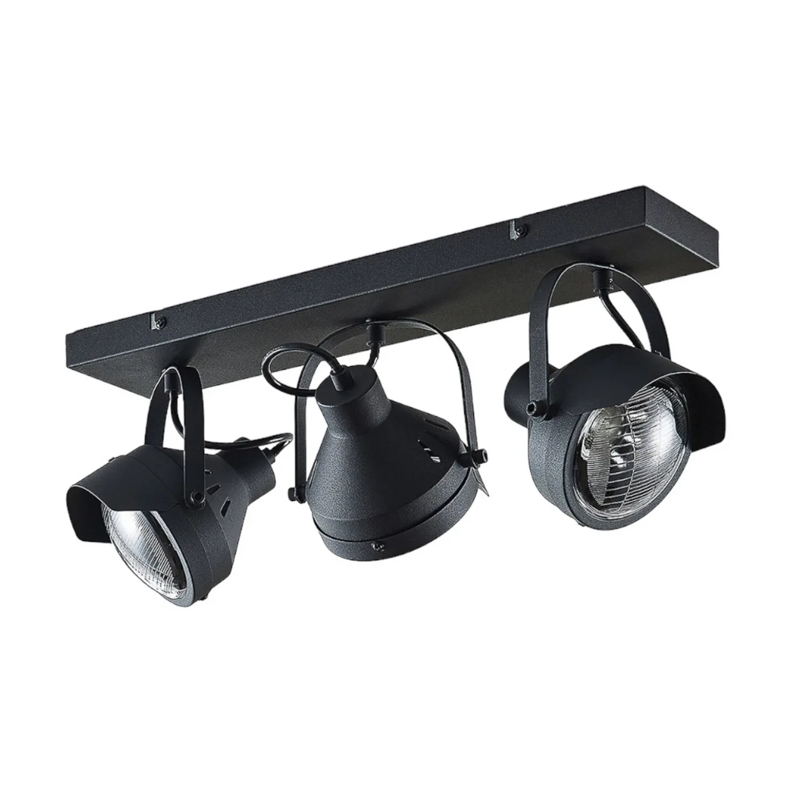 Lindby downlight de techo Henega, 52 cm, negro, 3 luces