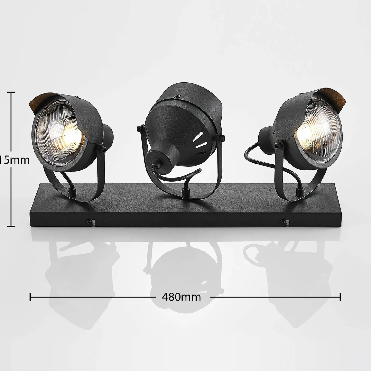 Lindby downlight de techo Henega, 52 cm, negro, 3 luces