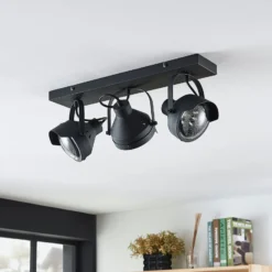 Lindby downlight de techo Henega, 52 cm, negro, 3 luces