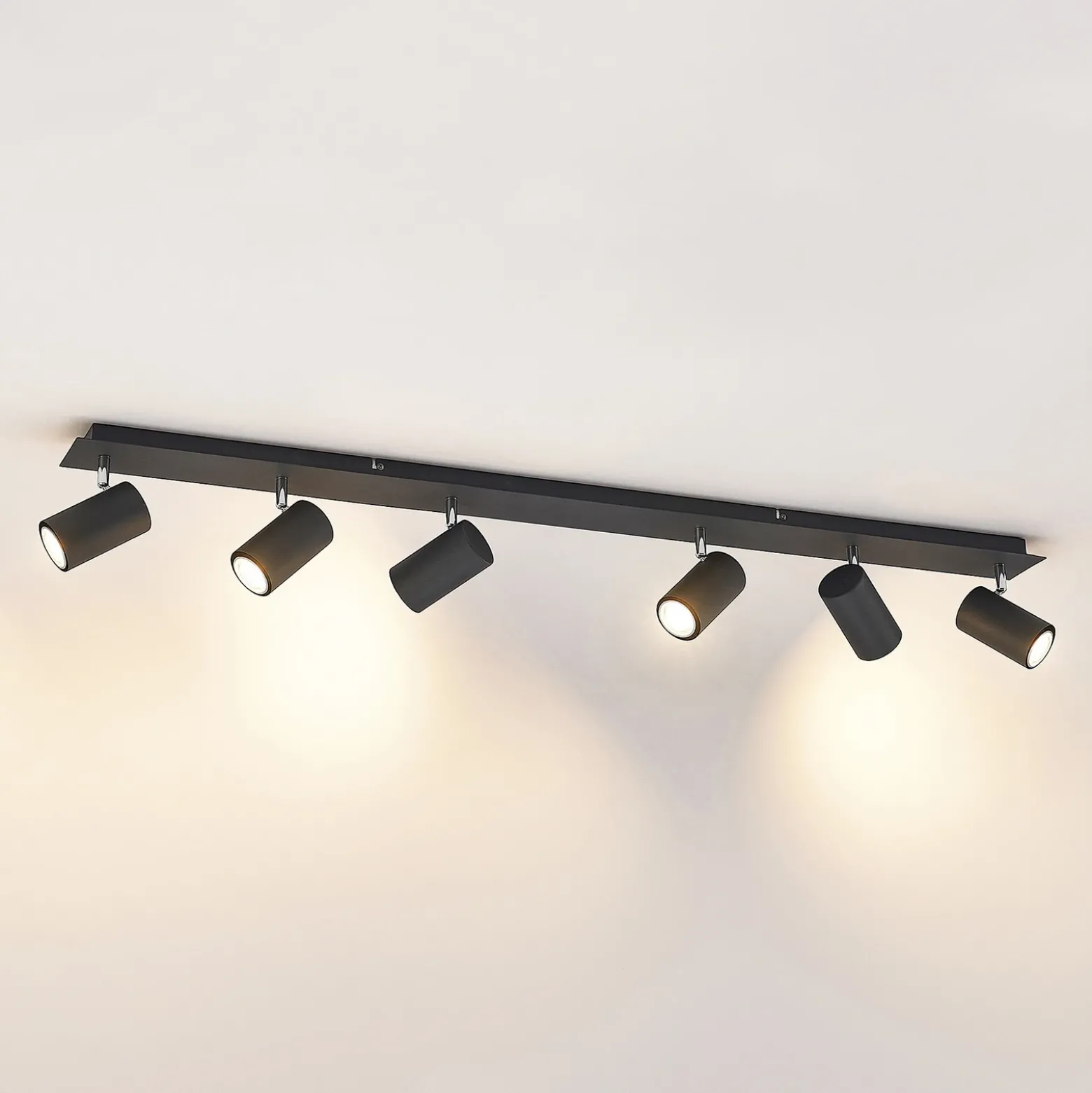 Lindby downlight de techo Joffrey, 116 cm, negro, 6 luces, GU10