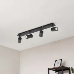Lindby downlight de techo Joffrey, 70 cm, negro, 4 luces, GU10