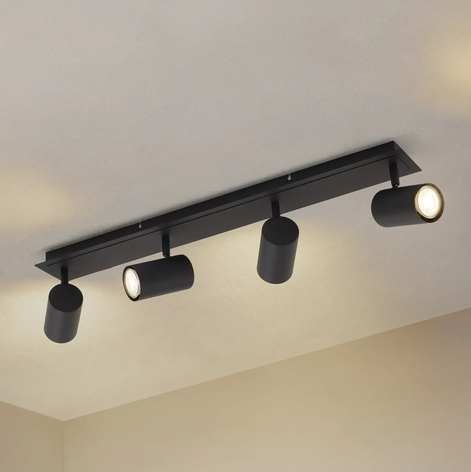 Lindby downlight de techo Joffrey, 70 cm, negro, 4 luces, GU10