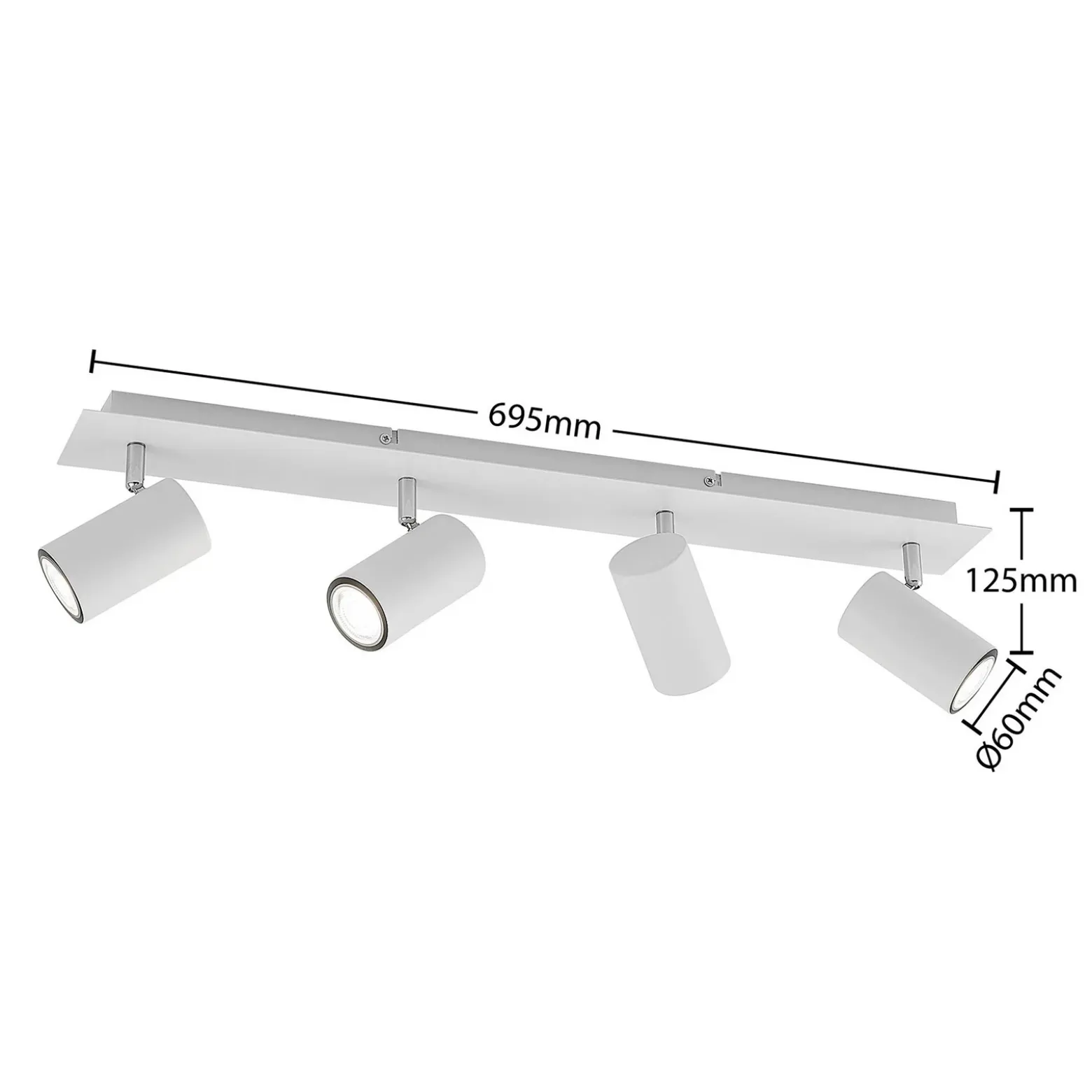 Lindby downlight de techo Joffrey, 70 cm, blanco, 4 luces, GU10