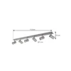 Lindby downlight de techo Joffrey, 116 cm, níquel, 6 luces, GU10
