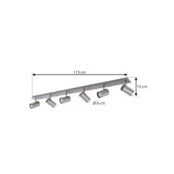 Lindby downlight de techo Joffrey, 116 cm, níquel, 6 luces, GU10