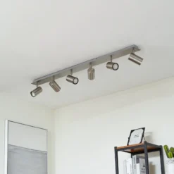 Lindby downlight de techo Joffrey, 116 cm, níquel, 6 luces, GU10