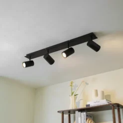 Lindby downlight de techo Joffrey, 80 cm, negro, 4 luces, GU10