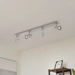 Lindby downlight de techo Joffrey, 80 cm, níquel, 4 luces, GU10