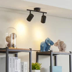 Lindby downlight de techo Jorell, negro, 31 cm, 2 luces, GU10