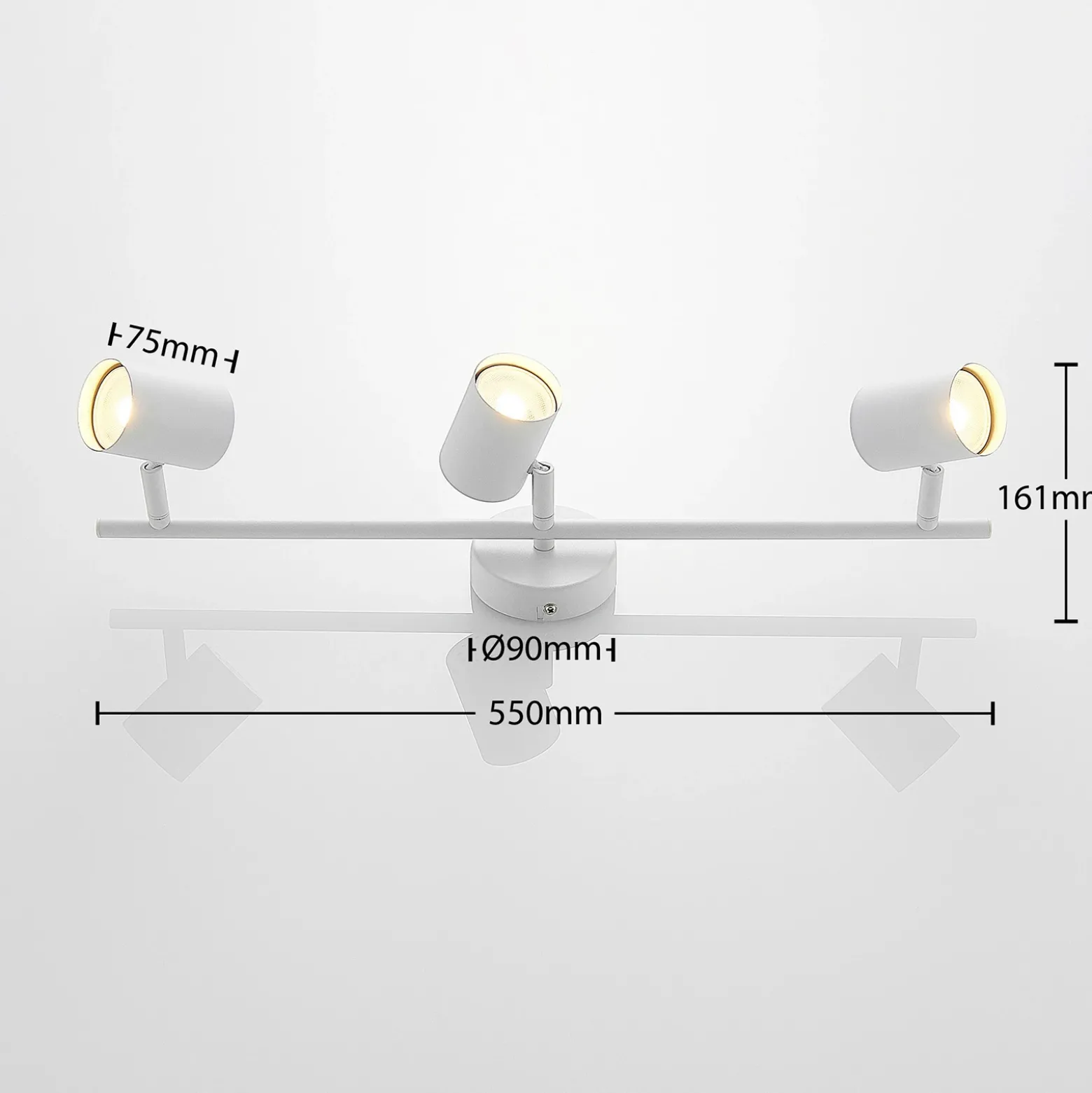 Lindby downlight de techo Jorell, blanco, 55 cm, 3 luces, metal, GU10