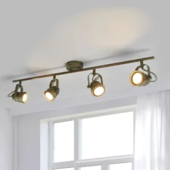 Lindby downlight de techo Leonor, 4 luces, verde, metal, 78 cm
