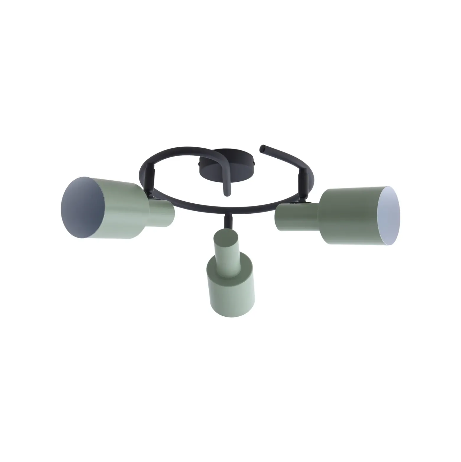 Lindby downlight de techo Ovelia, verde/negro, 3 luces, E27