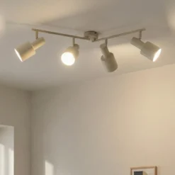 Lindby downlight de techo Ovelia, beige, 80 cm, 4 luces, E27