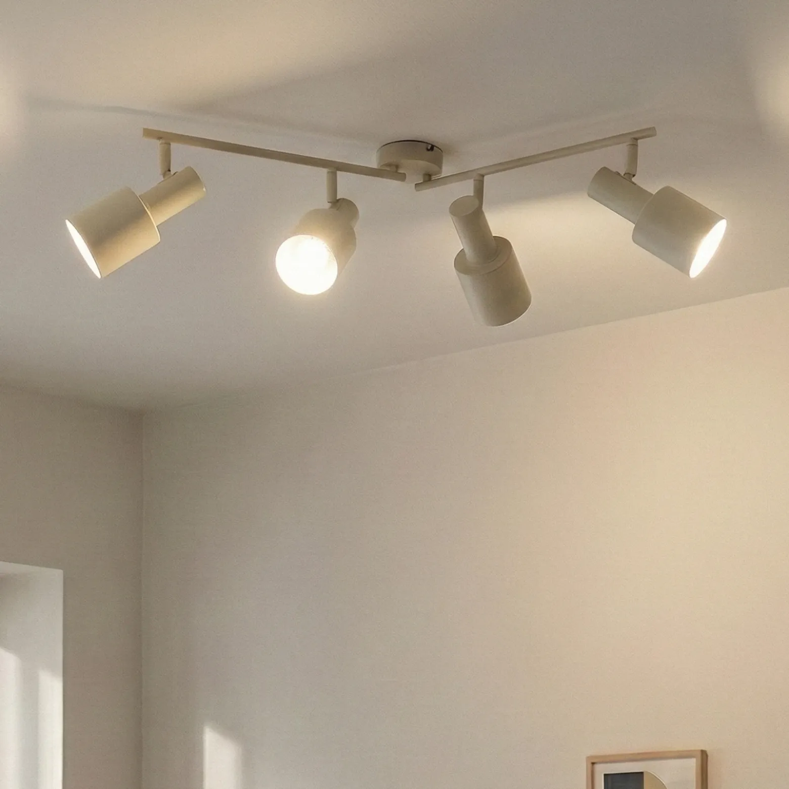 Lindby downlight de techo Ovelia, beige, 80 cm, 4 luces, E27