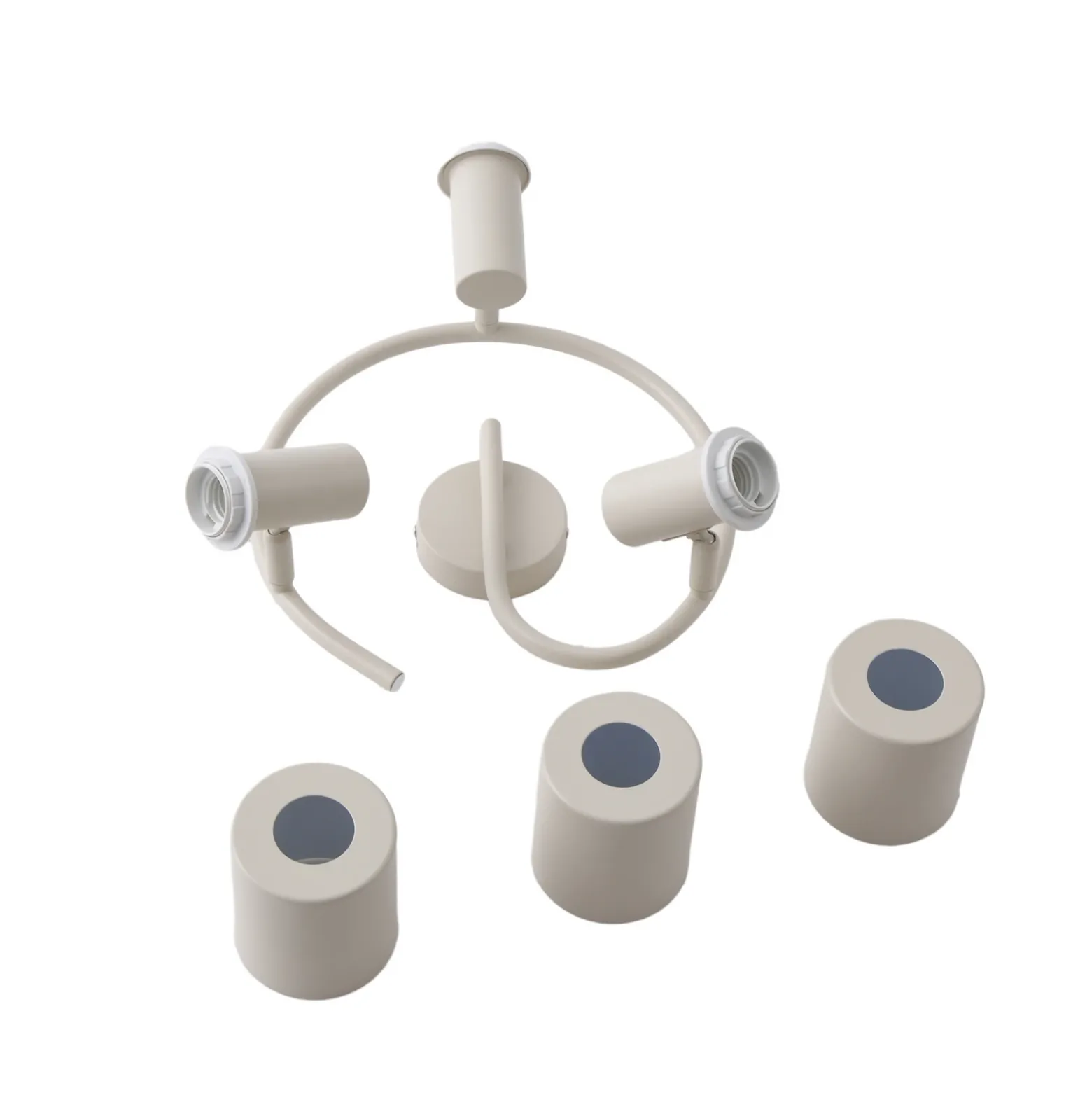 Lindby downlight de techo Ovelia, beige, 3 luces, metal, E27
