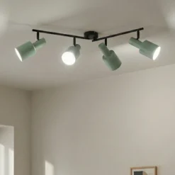 Lindby downlight de techo Ovelia, verde, 80 cm, 4 luces, E27