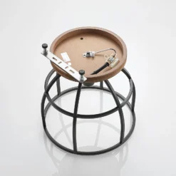 Lindby downlight de techo Rutger, Ø 34 cm, madera, jaula, E27