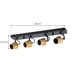 Lindby downlight de techo Sylveria, 4 luces, negro/oro, hierro