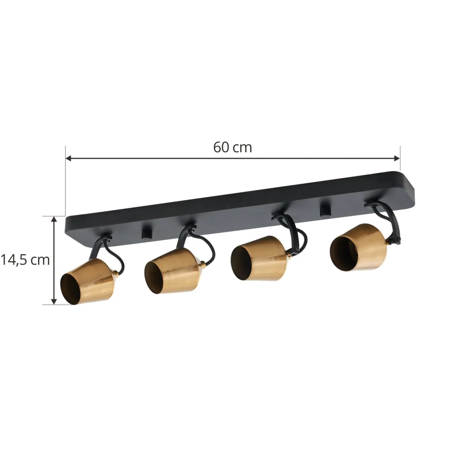 Lindby downlight de techo Sylveria, 4 luces, negro/oro, hierro