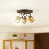 Lindby downlight de techo Sylveria, 3 luces, negro/oro, hierro