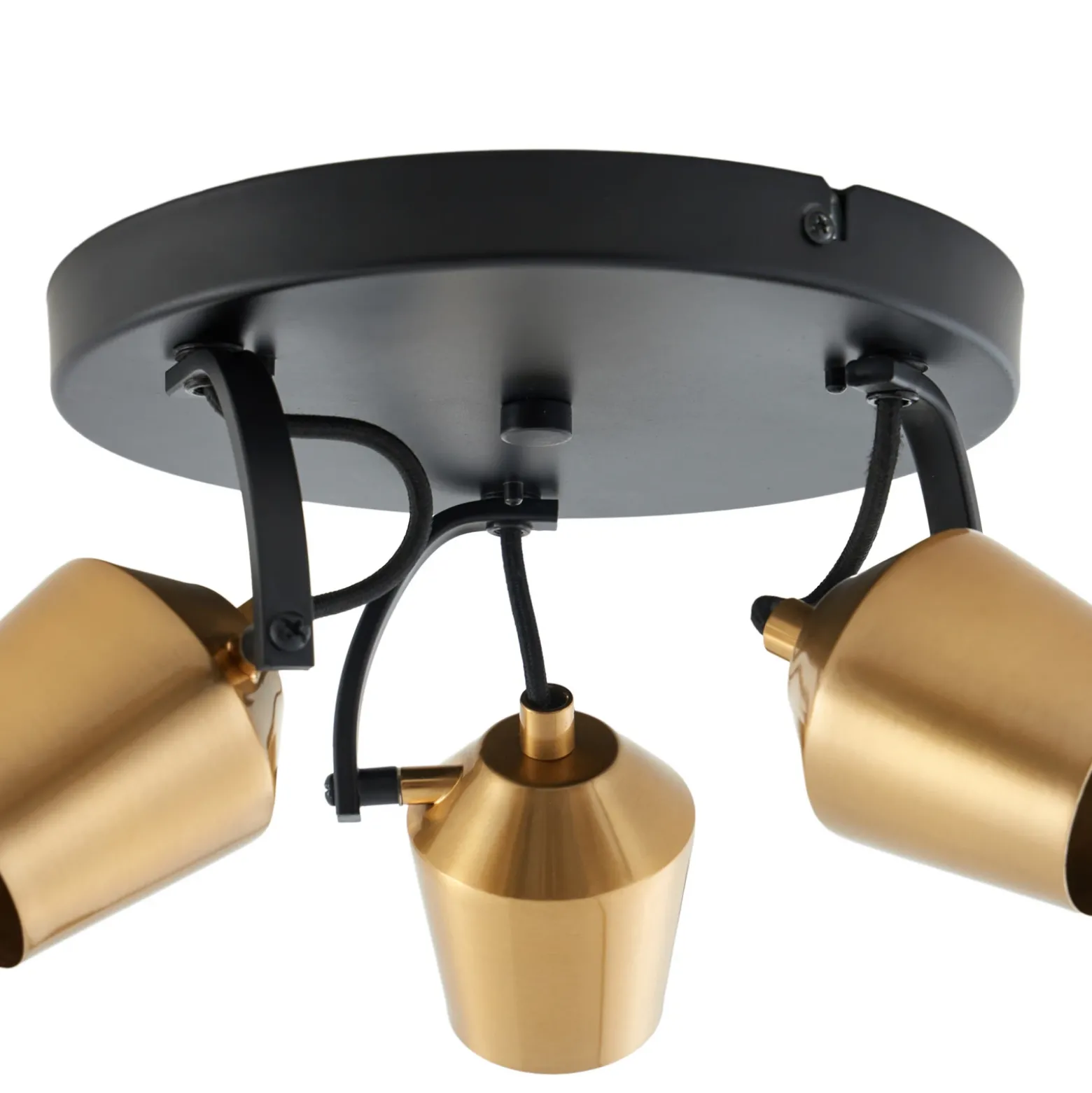 Lindby downlight de techo Sylveria, 3 luces, negro/oro, hierro
