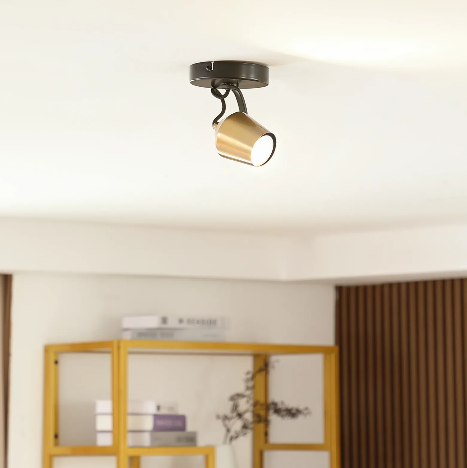 Lindby downlight de techo Sylveria, 1 luz, negro/oro, hierro