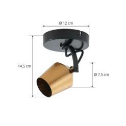 Lindby downlight de techo Sylveria, 1 luz, negro/oro, hierro