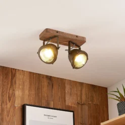 Lindby downlight Farovi, negro, 27 cm, 2 luces, GU10
