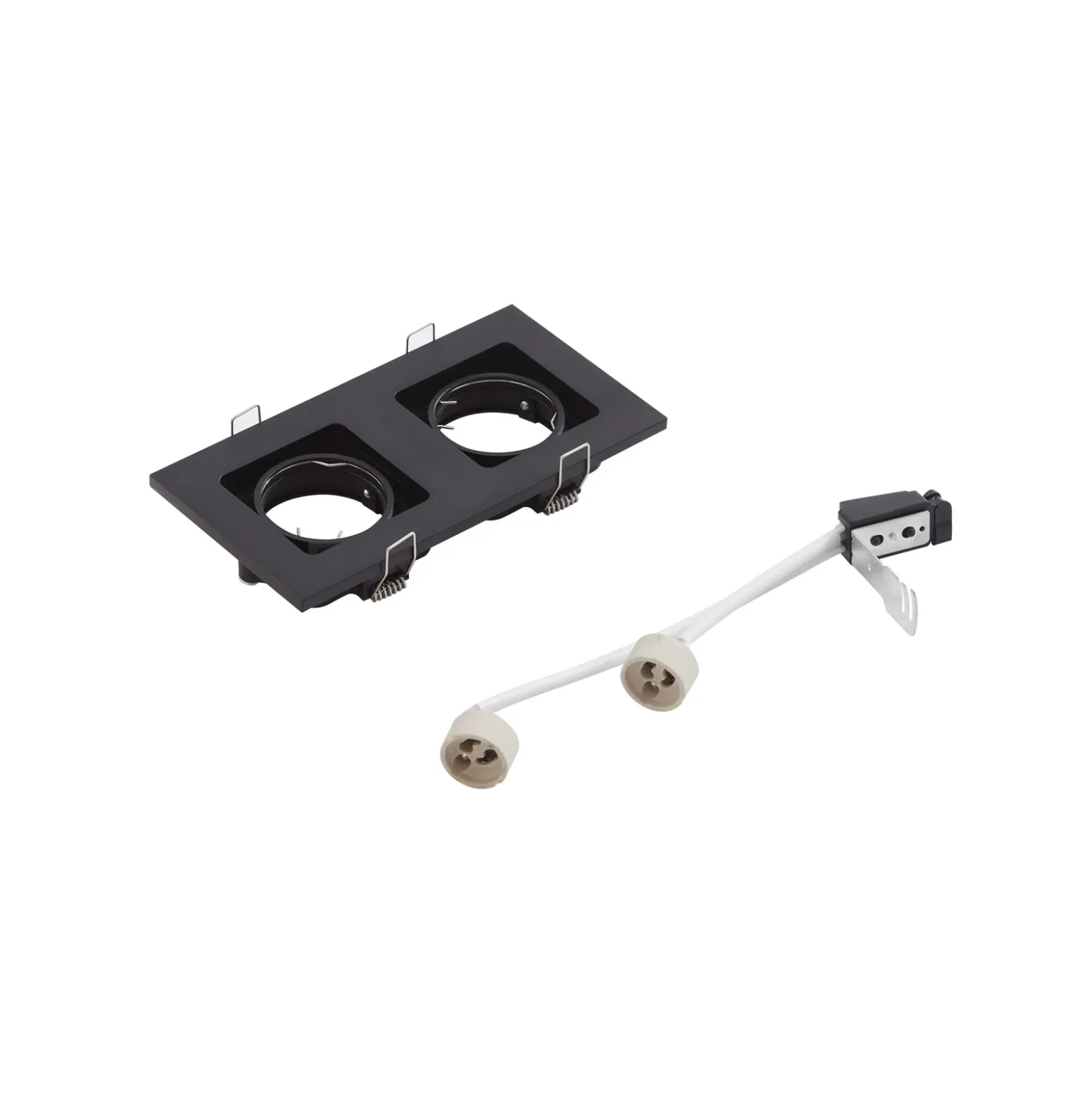 Lindby Downlight Thorid, negro, 19 x 10 cm, 2 luces, GU10