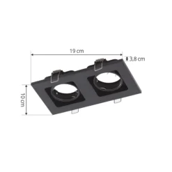 Lindby Downlight Thorid, negro, 19 x 10 cm, 2 luces, GU10
