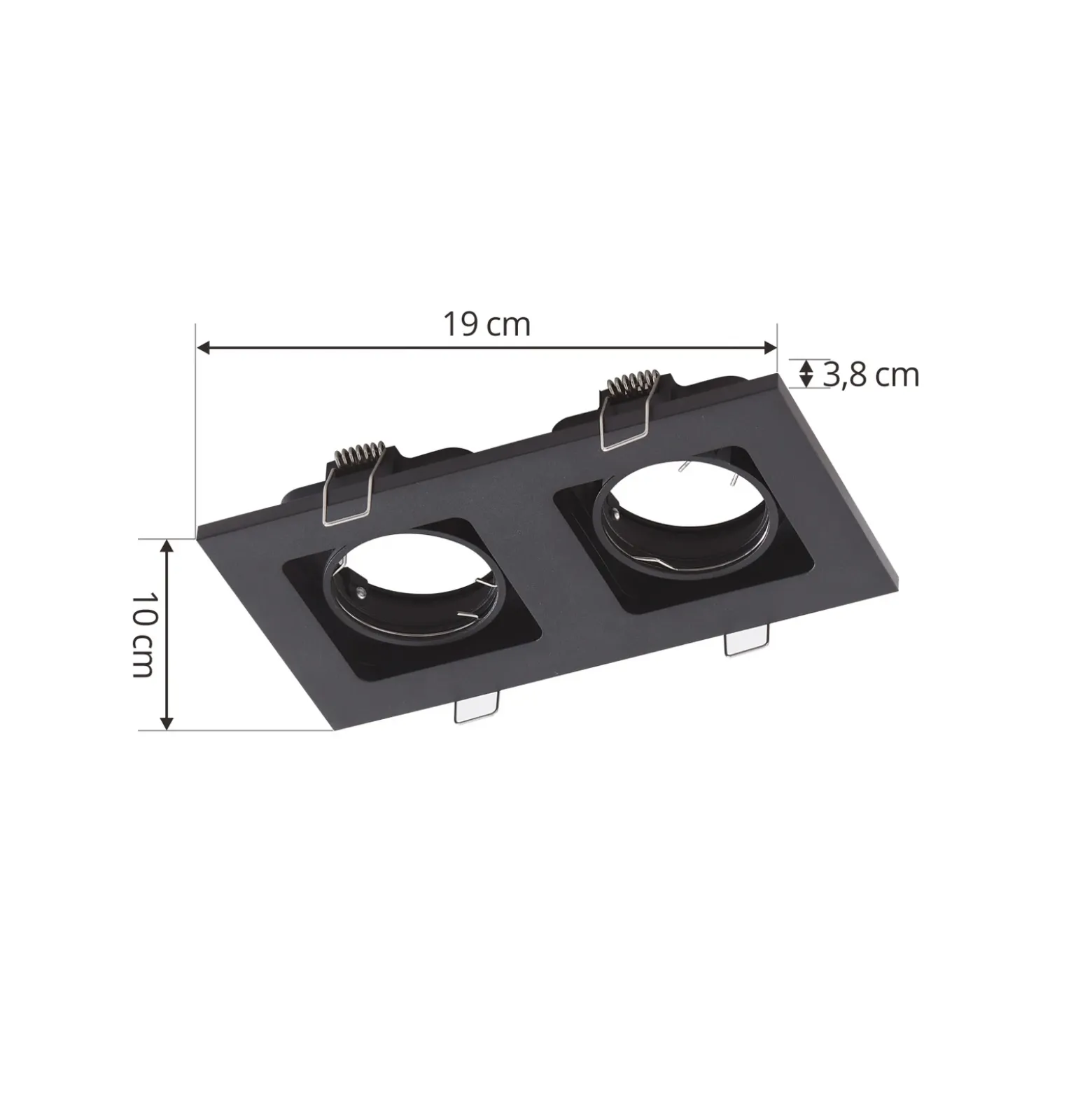 Lindby Downlight Thorid, negro, 19 x 10 cm, 2 luces, GU10