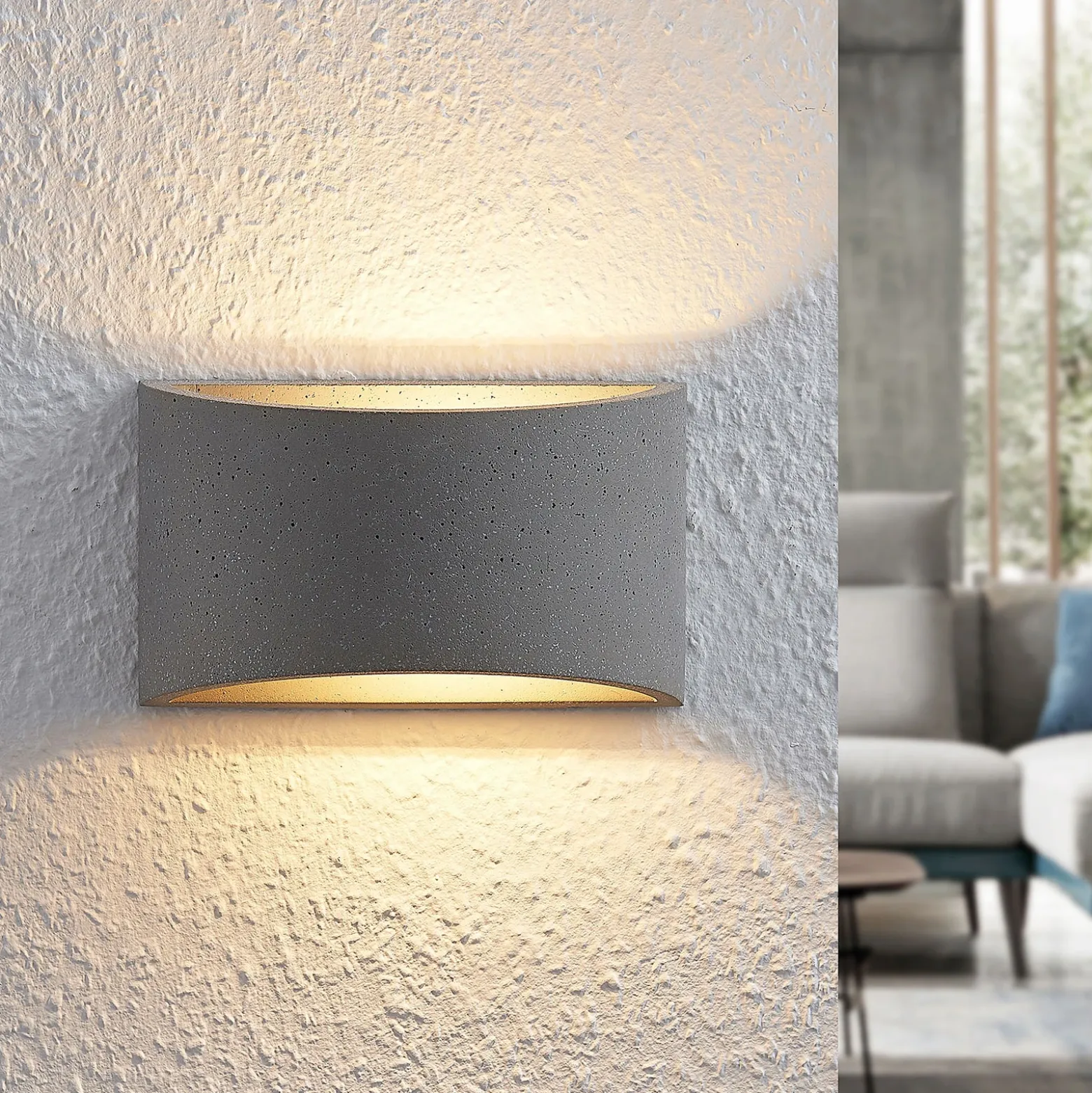 Lindby Edvin aplique de hormigón, semicírculo