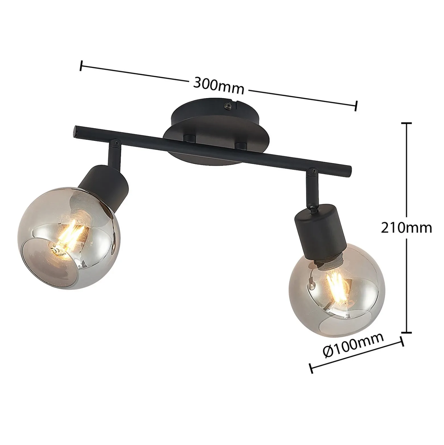 Lindby Eridia downlight, negro, 2 luces.