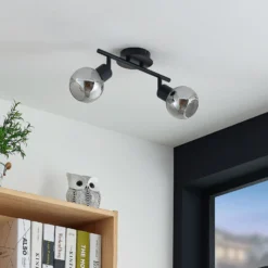 Lindby Eridia downlight, negro, 2 luces.