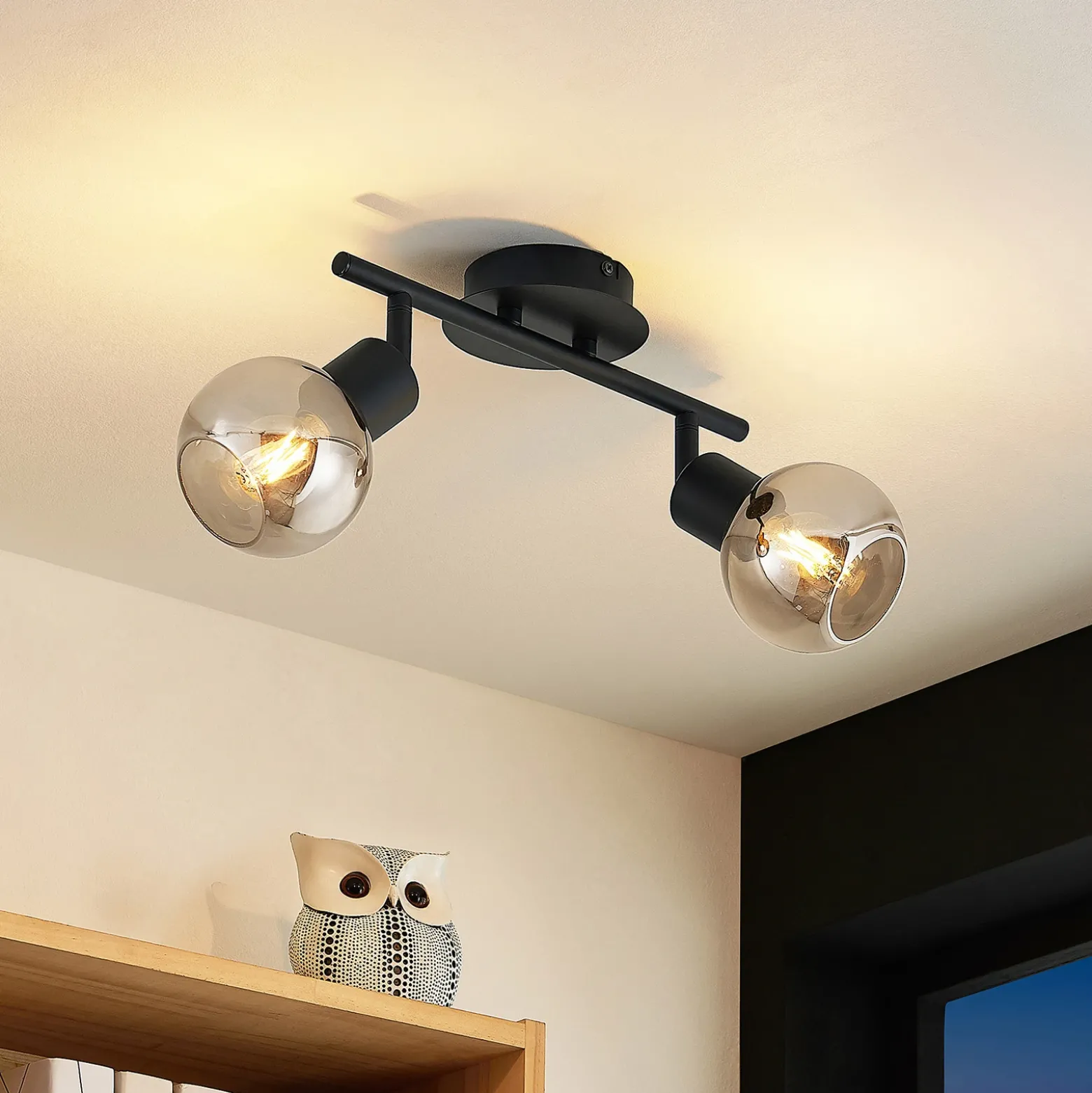 Lindby Eridia downlight, negro, 2 luces.