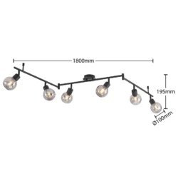 Lindby Eridia foco de techo negro 6 luces alargado