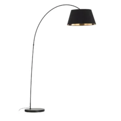 Lindby Esti lámpara de pie, negro/oro, tela, altura 192cm