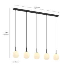 Lindby Etiena lámpara colgante 5 luces vidrio opal
