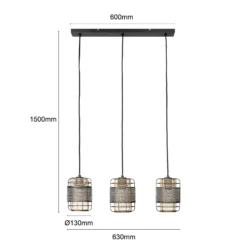 Lindby Eudoria lámpara colgante 3 luces negro/oro