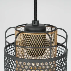 Lindby Eudoria lámpara colgante 3 luces negro/oro