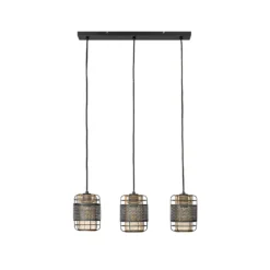 Lindby Eudoria lámpara colgante 3 luces negro/oro